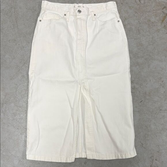 MANGO White Denim Skirt - Midi Skirt - BRAND NEW - NWOT - Size Medium - Picture 1 of 4